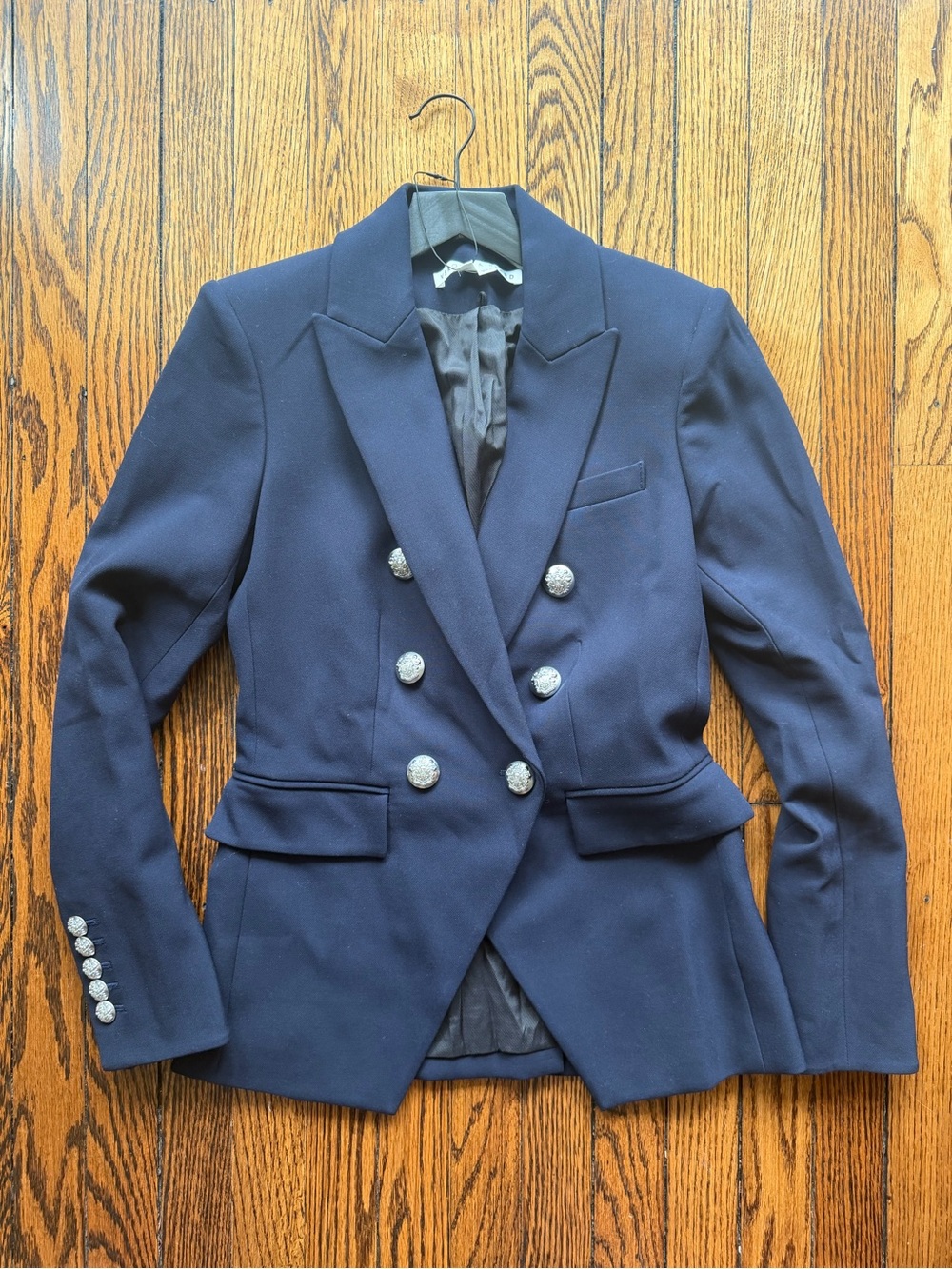 Veronica Beard Miller Dickey Jacket Navy Silver Crest Buttons Size 0